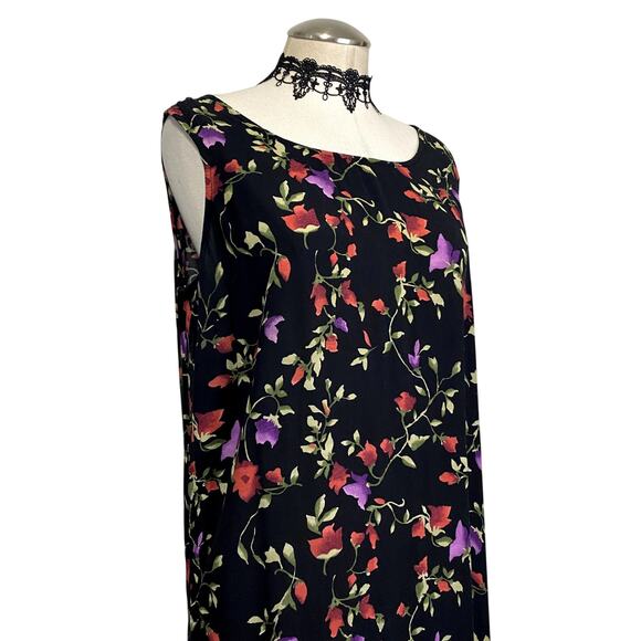 Vintage 90's Uniform Floral Gothic Grunge Whimsygoth Maxi Dress - Picture 7 of 13